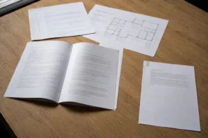 Gewerbemietvertrag mit Nachträgen und Anlagen auf einem Schreibtisch – Prüfung auf Schriftformmängel