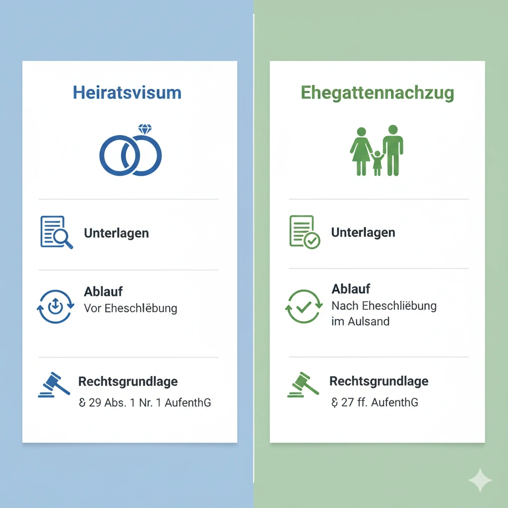 Heiratsvisum oder Ehegattennachzug — was ist der richtige Weg?