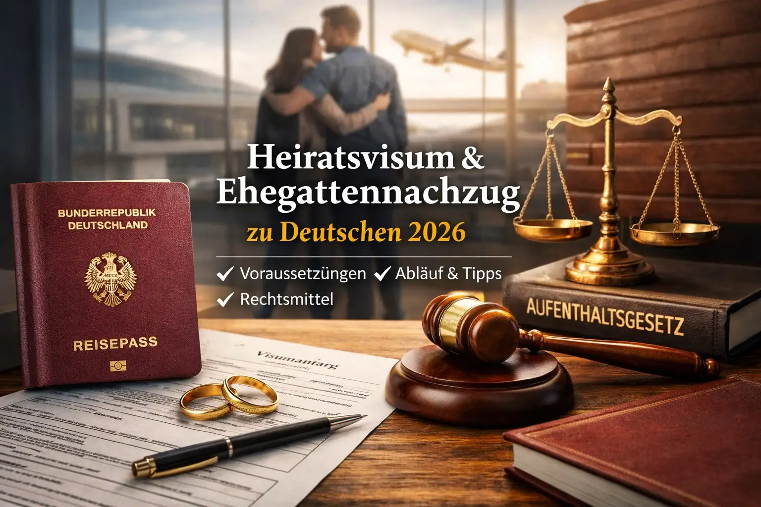 Heiratsvisum und Ehegattennachzug zu Deutschen — Voraussetzungen, Ablauf und Rechtsmittel (2026)